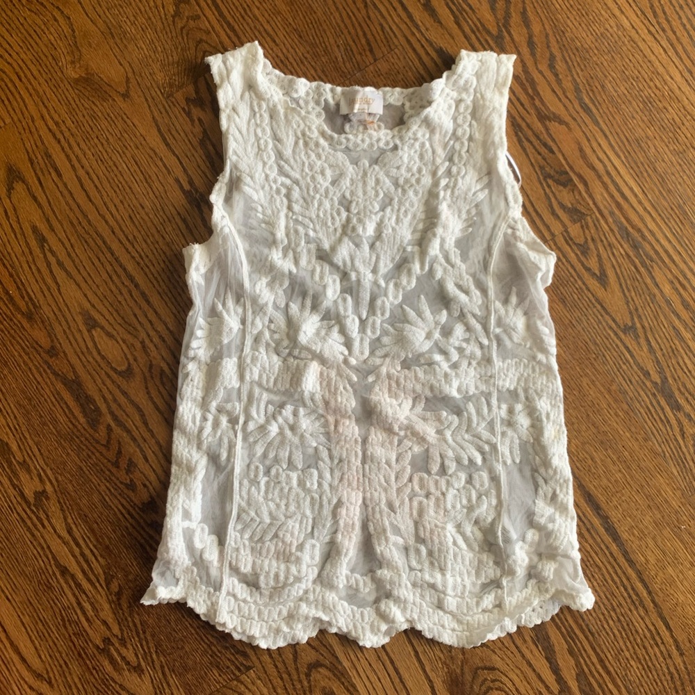 White sheer floral top size large